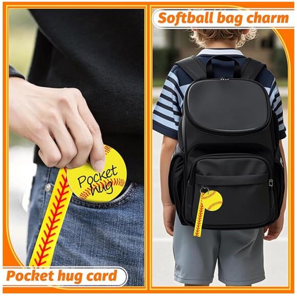 12Pcs Softball Ribbon Keychains, Softball Wristlet Lanyard keychain - Picture 5 of 6